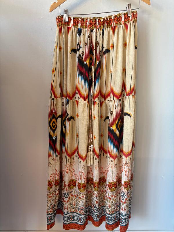 cacatoès Boho Skirt in Beige with Print (ONE SIZE)