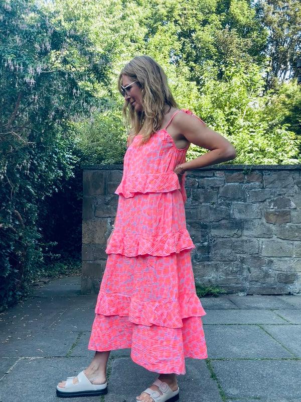 Cacatoès Claire Leopard Dress In Coral (One Size)