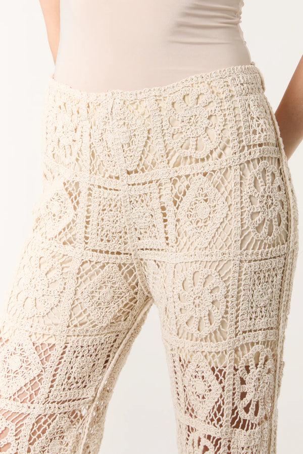 Cacatoès Crochet Knit Trousers In Stone (ONE SIZE)