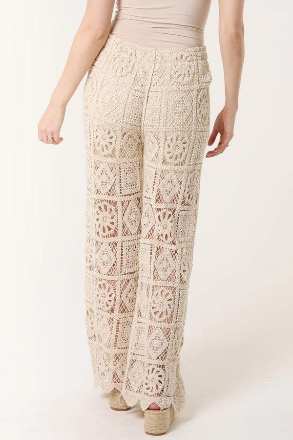 Cacatoès Crochet Knit Trousers In Stone (ONE SIZE)
