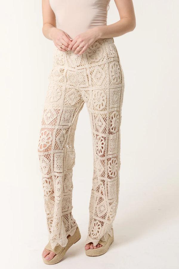 cacatoès Crochet Knit Trousers in Stone (ONE SIZE)