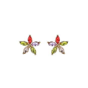 cacatoès Crystal Rainbow Stud Flower Earrings
