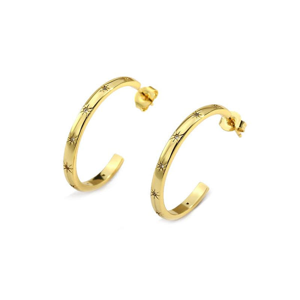 cacatoès Cubic Zirconia Star Hoop Earrings - Gold