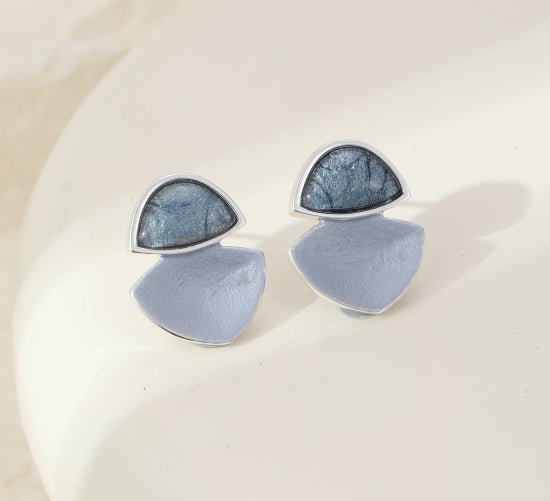 cacatoès Emily Drop Stud Earrings in Blue & Silver