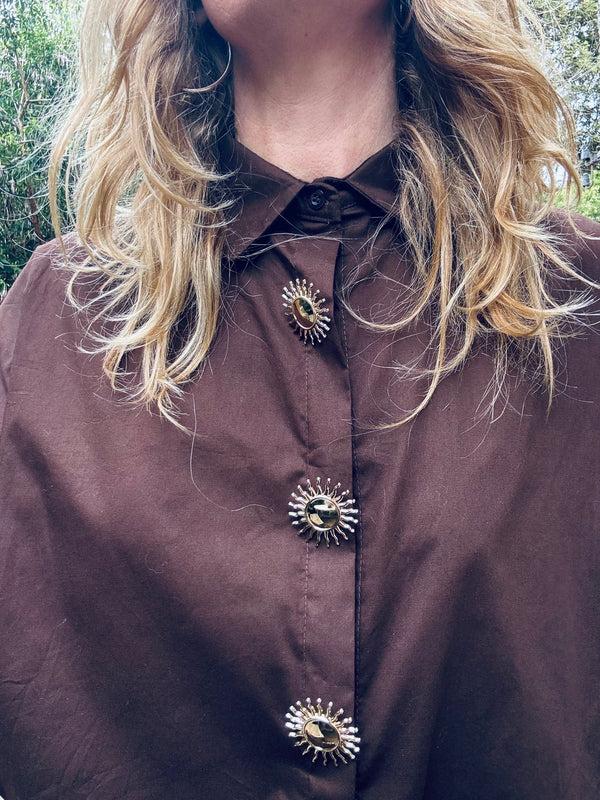 Cacatoès Emily Shirt Dress In Chocolate (ONE SIZE)