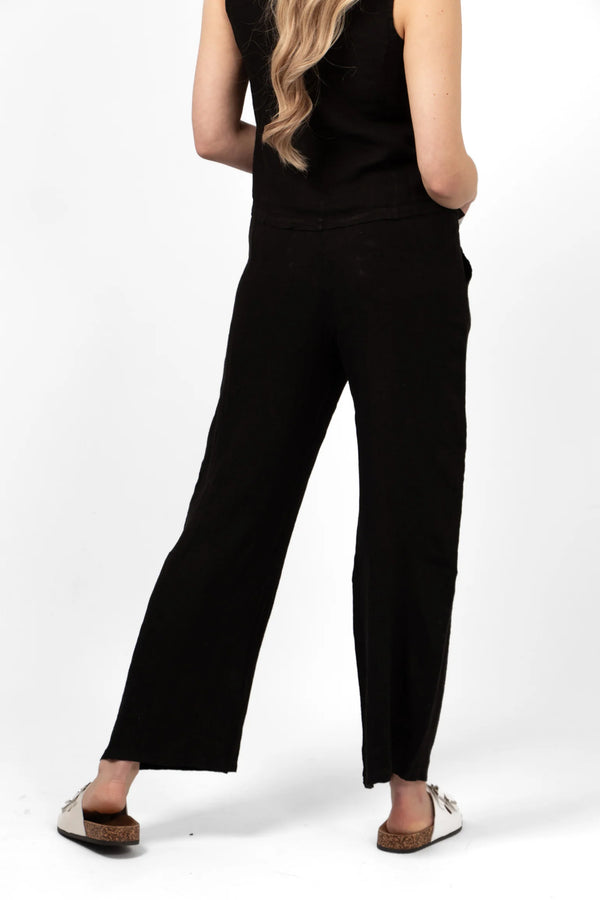 Cacatoès Farhi Black Linen Wide Leg Trousers