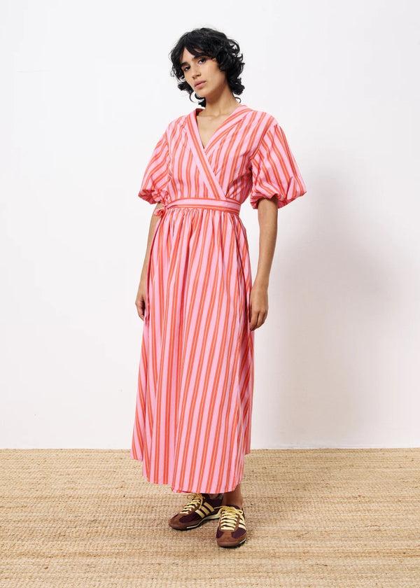 cacatoès Frnch Edmonise Striped Dress in Rose Pink