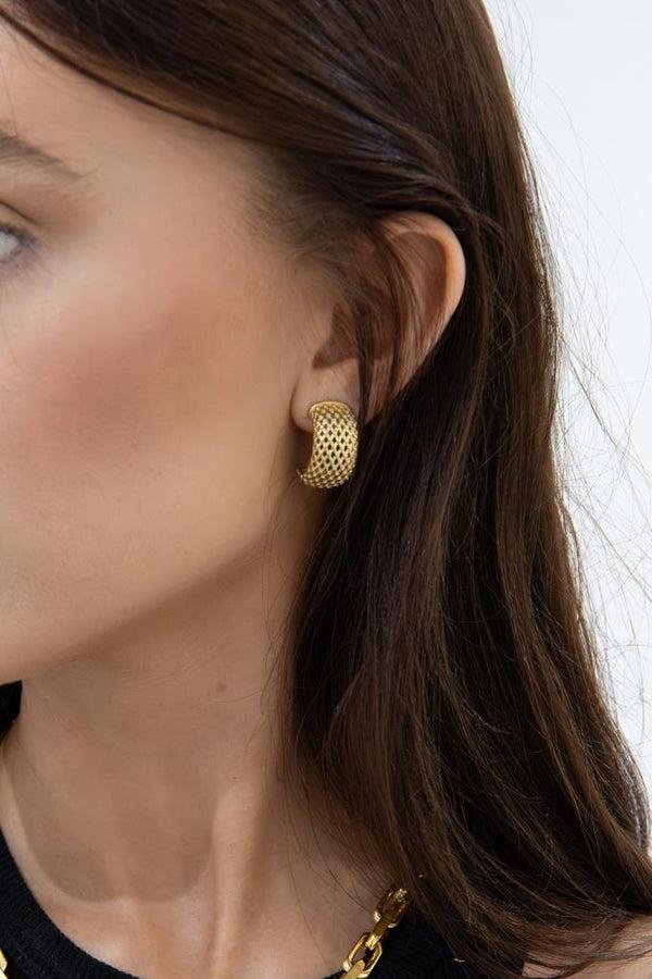 cacatoès Leo Textured Gold Curve Earrings