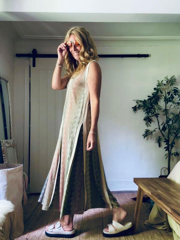 Cacatoès Lily Lurex Print Dress In Sage (ONE SIZE)