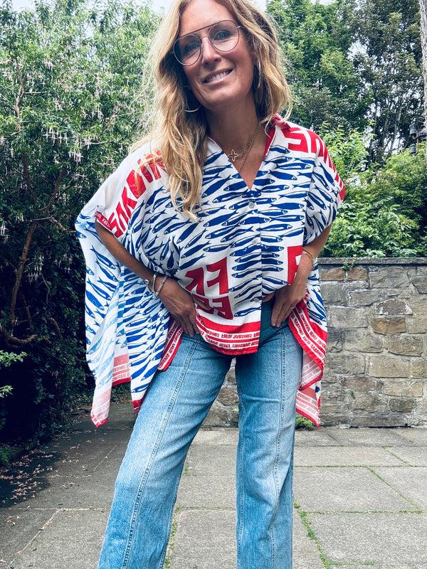 Cacatoès Marie Sardine Printed Shirt (ONE SIZE)