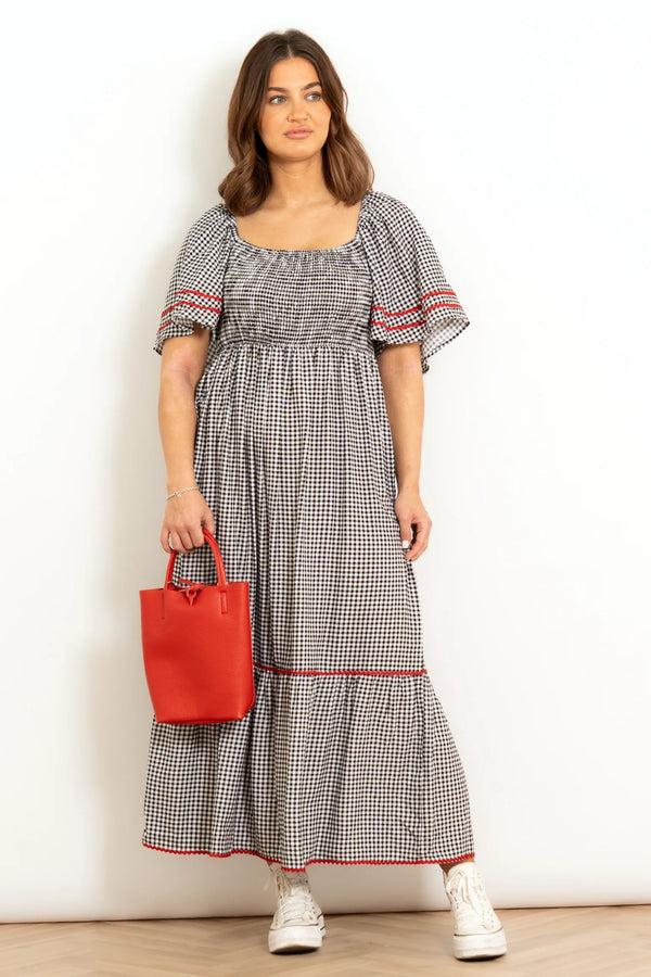 cacatoès Milkmaid Gingham Maxi Dress
