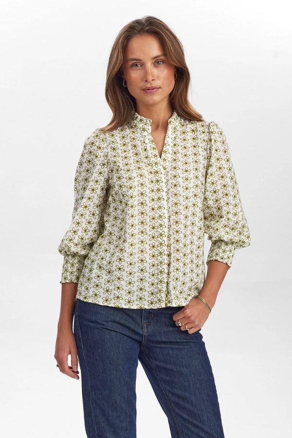 cacatoès Nusiva Embroidered Shirt in Cloud Dancer