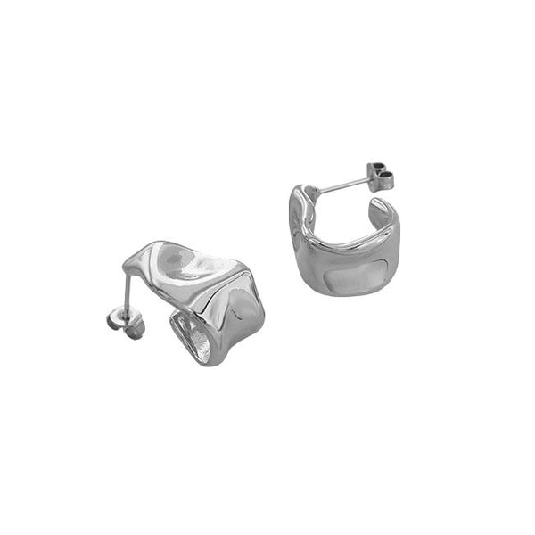 Cacatoès Tamy Molten Chunky Silver Curve Earrings