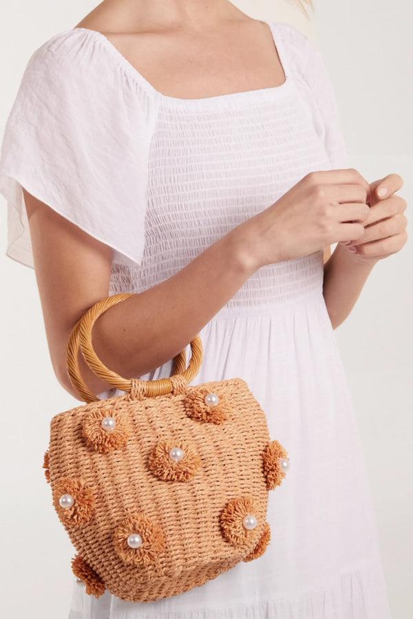 cacatoès Woven Pom Pom & Pearl Bag