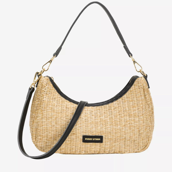 cacatoès Woven Rattan Bag in Black