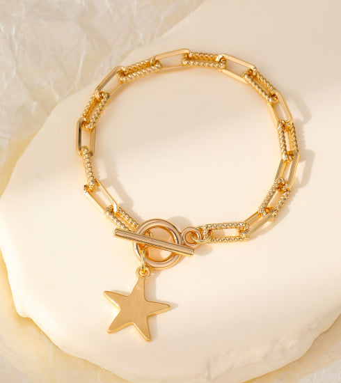 cacatoès Carmen Chain Bracelet with Bar Fastening and Star Charm in Gold