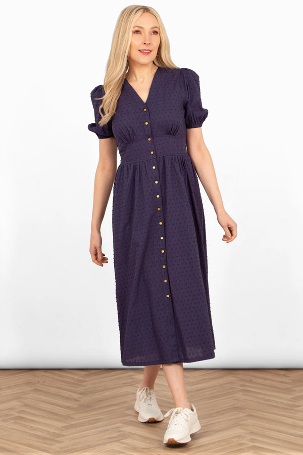 Cacatoès Dalia Cotton Midi Shirt Dress In Navy Blue