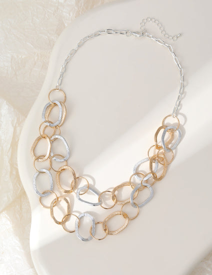 cacatoès Dorrie Necklace with Textured Links in Gold & Silver