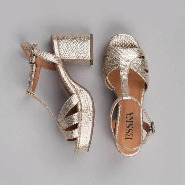 Cacatoès Esska Charlie Vegan Embossed Charlie Sandal Shoe In Platinum