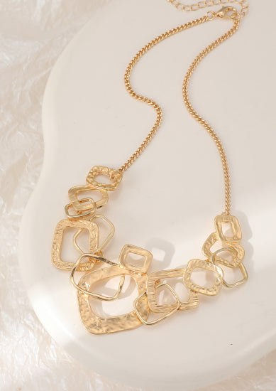 cacatoès Frankie Necklace with Brushed & Shiny Squared Links in Gold