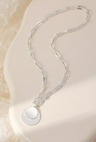 cacatoès Gigi Chain Necklace with Bar Fastening and Disc Charms in Silver