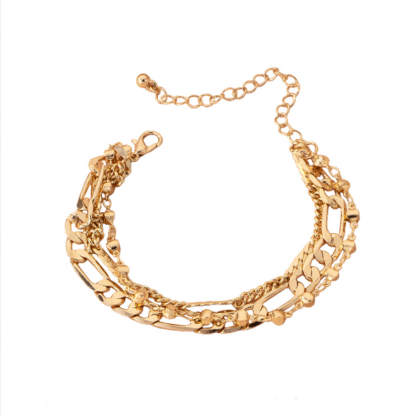 cacatoès Gold Multi Chain Bracelet with Flat Chains in Gold