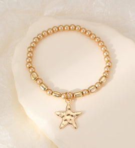cacatoès Goldie Chunky Bead Star Charm Bracelet in Gold