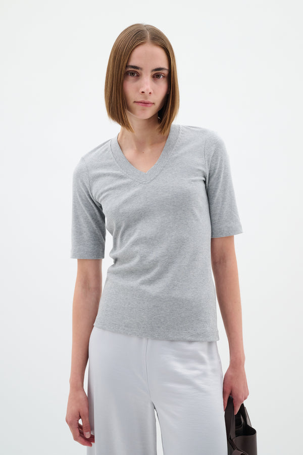 Cacatoès InWear Dagna V-Neck T-Shirt In Granite Melange