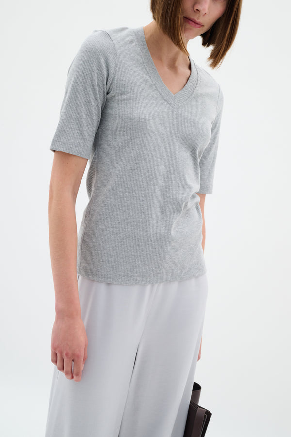 Cacatoès InWear Dagna V-Neck T-Shirt In Granite Melange