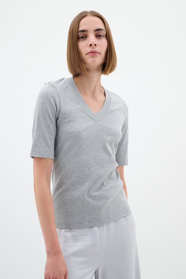 cacatoès InWear Dagna V-Neck T-Shirt in Granite Melange