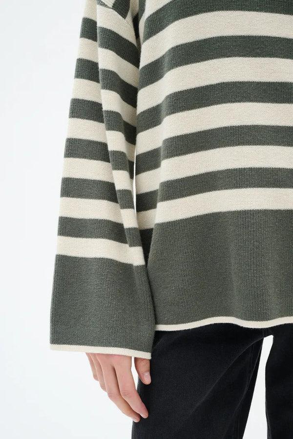 Cacatoès Inwear Gittel Agave Green Cashmere Mix Stripe Pullover