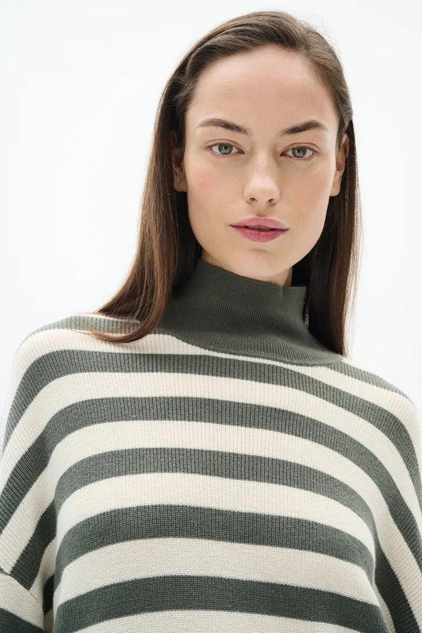 cacatoès Inwear Gittel Agave Green Cashmere Mix Stripe Pullover
