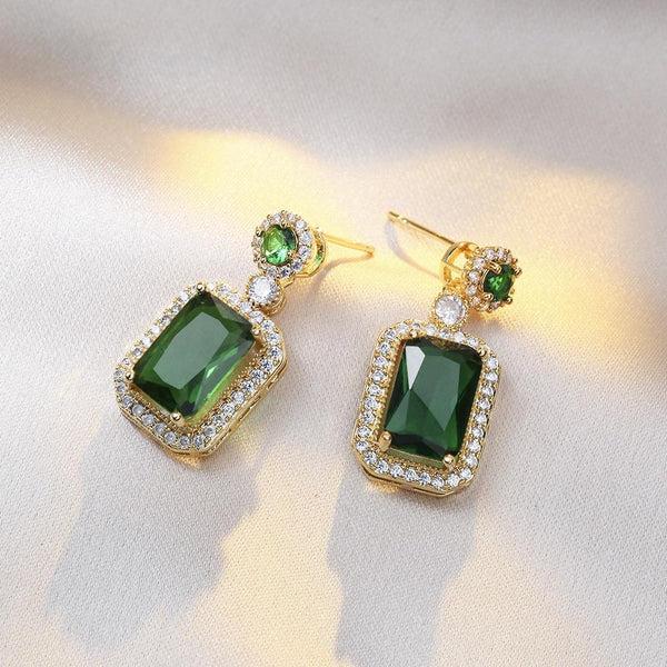 cacatoès Keri Rectangle Gem Drop Earrings In Emerald