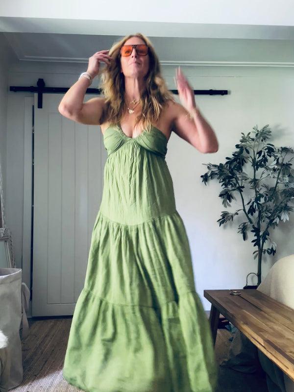 cacatoès Lauren Halter Neck Dress in olive (One Size)