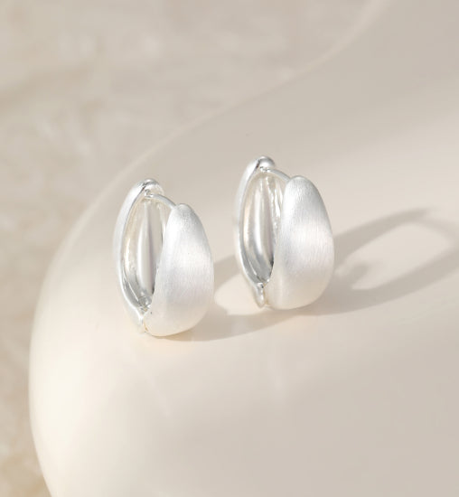 cacatoès Marie Chunky Brushed Silver Teardrop Earrings