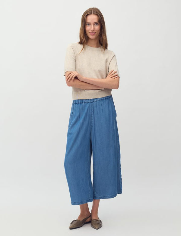 Cacatoès MbyM Talvi Anjelica Culotte Trousers In Mid Vintage Wash