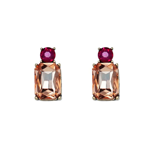 cacatoès Mini Gem Earrings In Pink Amber And Fuschia