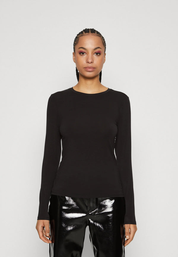 cacatoès MSCH Betrina Round Neck Long Sleeved Top in Black