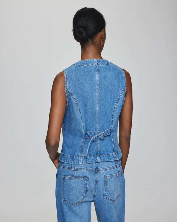 Cacatoès MSCH Eli Ada Denim Waistcoat In Mid Blue Wash