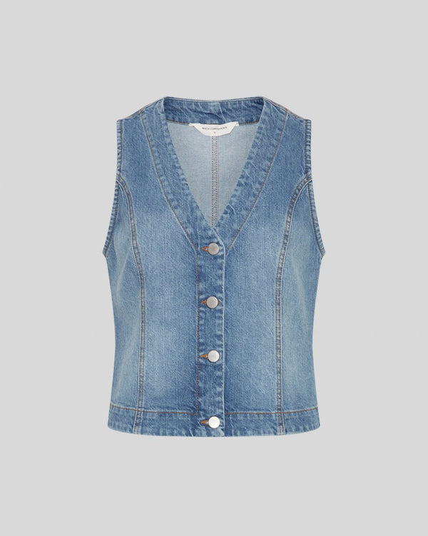 Cacatoès MSCH Eli Ada Denim Waistcoat In Mid Blue Wash