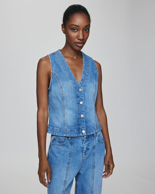 cacatoès MSCH Eli Ada Denim Waistcoat in Mid Blue Wash