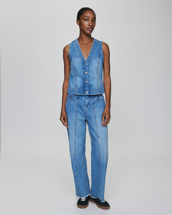 cacatoès MSCH Eli Ada High Waisted Straight Jeans in Mid Blue Wash