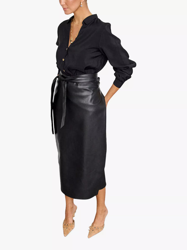 Cacatoès Never Fully Dressed Faux Leather Wrap Skirt