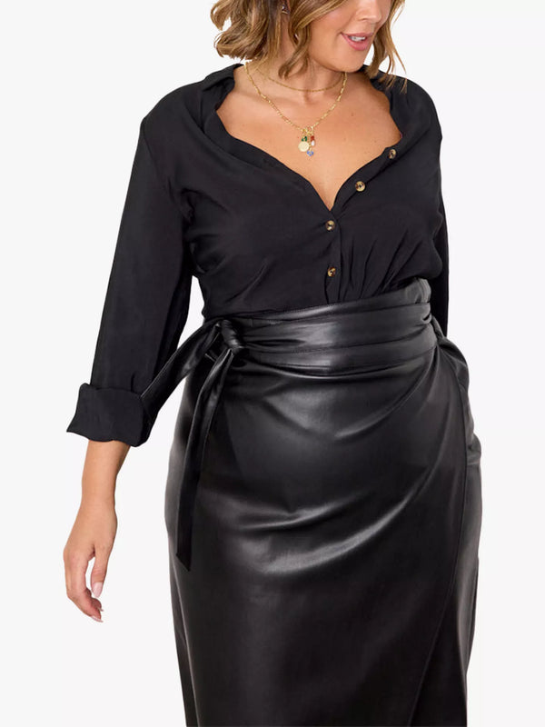 cacatoès Never Fully Dressed Faux Leather Wrap Skirt
