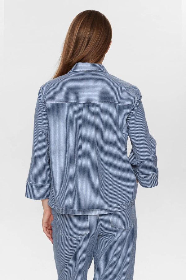 Cacatoès Nuerina Cotton Jacket In Dark Sapphire Stripe