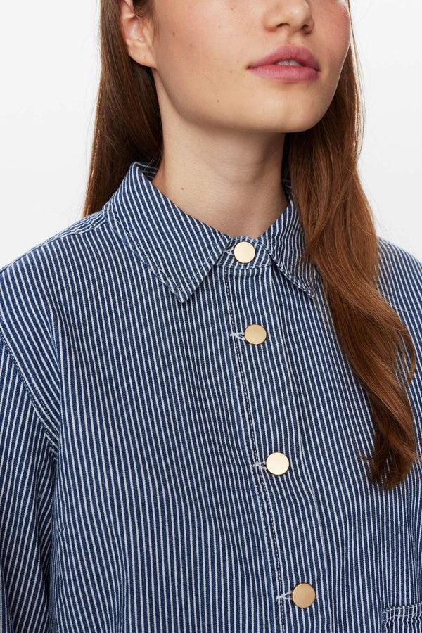 Cacatoès Nuerina Cotton Jacket In Dark Sapphire Stripe