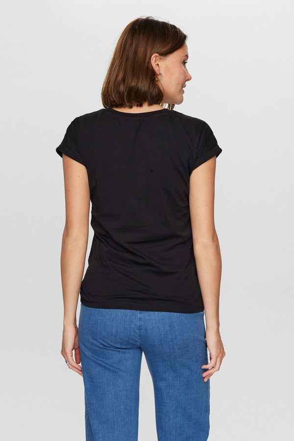 Cacatoès Numph Nubeverly Organic Cotton T-Shirt In Caviar