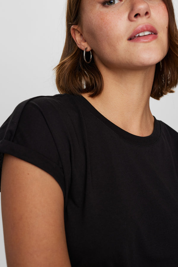 Cacatoès Numph Nubeverly Organic Cotton T-Shirt In Caviar