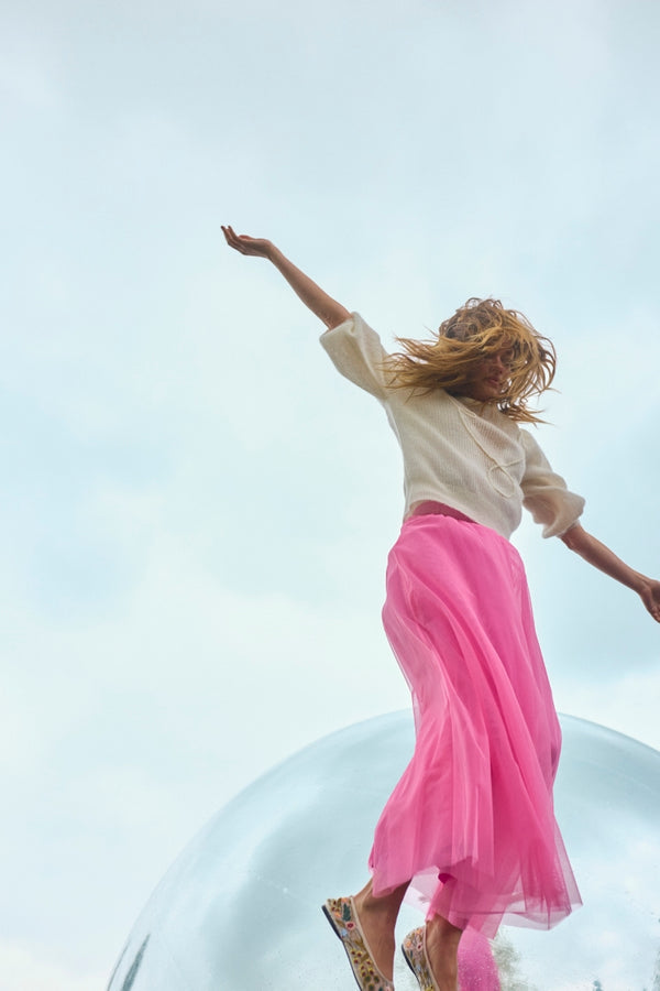 Cacatoès Nümph Nuea Tulle Maxi Skirt In Pink Carnation