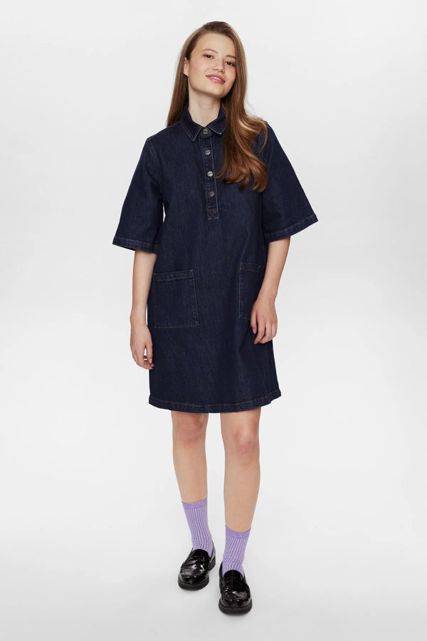 Cacatoès Nümph Nulondon Denim Dress In Dark Blue Wash